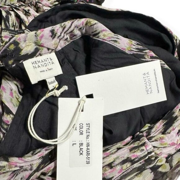 HEMANT & NANDITA Kari Short Dress, Black, Large - Picture 14 of 14